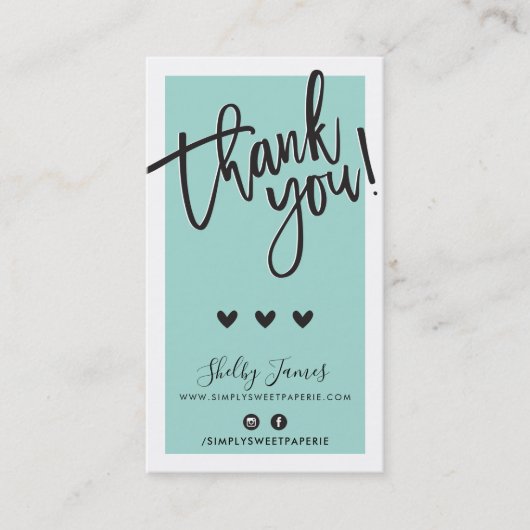 BEDANKT VOOR UW BESTELLING insert classy mint gree Visitekaartje (Voorkant)