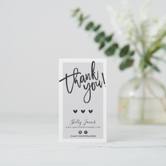 BEDANKT VOOR UW BESTELLING insert classy plain gre Visitekaartje (Staand voorkant)