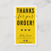 BEDANKT VOOR UW BESTELLING insert fun fel geel Visitekaartje (Voorkant)