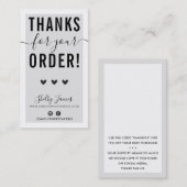 BEDANKT VOOR UW BESTELLING insert grijs zwart Visitekaartje (Voorkant / Achterkant)