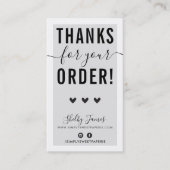 BEDANKT VOOR UW BESTELLING insert grijs zwart Visitekaartje (Voorkant)