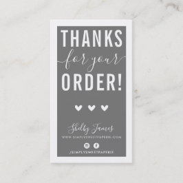 BEDANKT VOOR UW BESTELLING insert modern grijs Visitekaartje