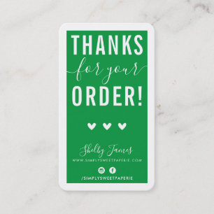 BEDANKT VOOR UW BESTELLING insert modern groen Visitekaartje