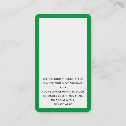 BEDANKT VOOR UW BESTELLING insert modern groen Visitekaartje (Achterkant)