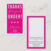 BEDANKT VOOR UW BESTELLING insert modern hot pink Visitekaartje (Voorkant / Achterkant)