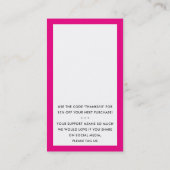 BEDANKT VOOR UW BESTELLING insert modern hot pink Visitekaartje (Achterkant)
