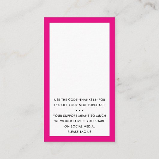 BEDANKT VOOR UW BESTELLING insert modern hot pink Visitekaartje (Achterkant)