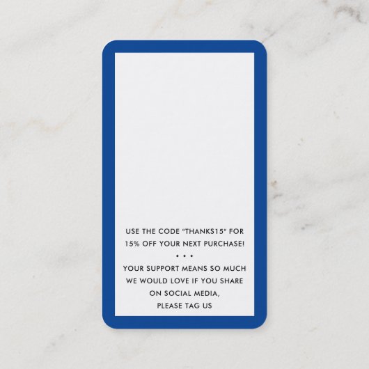 BEDANKT VOOR UW BESTELLING insert modern koninklij Visitekaartje (Achterkant)