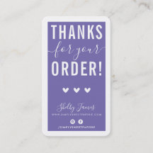 BEDANKT VOOR UW BESTELLING insert modern paarse