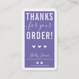 BEDANKT VOOR UW BESTELLING insert modern paarse Visitekaartje