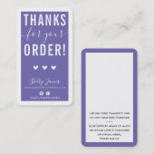 BEDANKT VOOR UW BESTELLING insert modern paarse Visitekaartje (Voorkant / Achterkant)