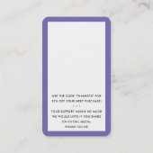 BEDANKT VOOR UW BESTELLING insert modern paarse Visitekaartje (Achterkant)