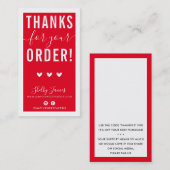 BEDANKT VOOR UW BESTELLING insert modern xmas rood Visitekaartje (Voorkant / Achterkant)