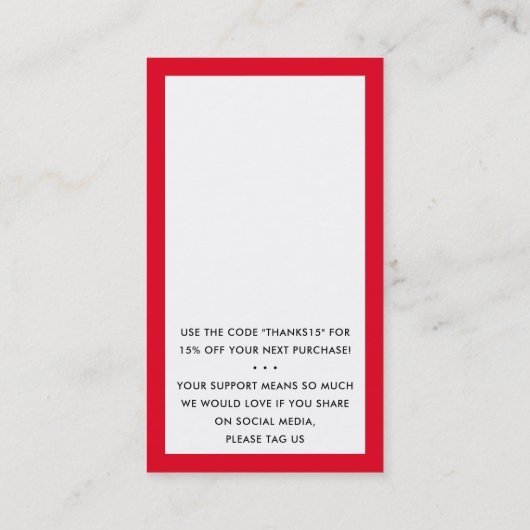 BEDANKT VOOR UW BESTELLING insert modern xmas rood Visitekaartje (Achterkant)