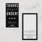 BEDANKT VOOR UW BESTELLING insert modern zwart Visitekaartje (Voorkant / Achterkant)