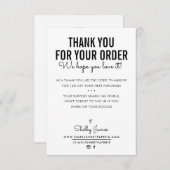 BEDANKT VOOR UW BESTELLING insert modern zwart wit (Voorkant / Achterkant)