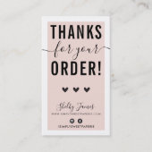 BEDANKT VOOR UW BESTELLING insert roze zwart Visitekaartje (Voorkant)