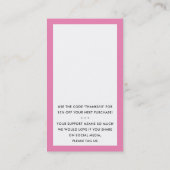 BEDANKT VOOR UW BESTELLING insert roze zwart Visitekaartje (Achterkant)