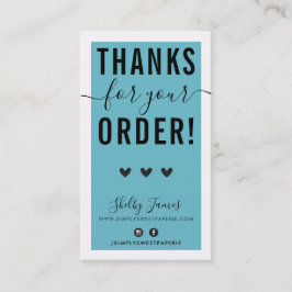 BEDANKT VOOR UW BESTELLING insert turquoise blue Visitekaartje