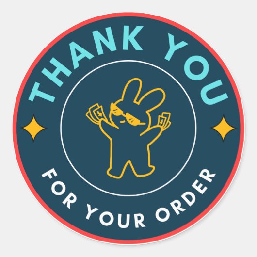 Bedankt voor uw bestelling Knuffel Konijn Sticker (Voorkant)