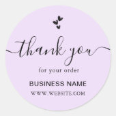 Bedankt voor uw bestelling Lavender Ronde Sticker (Voorkant)