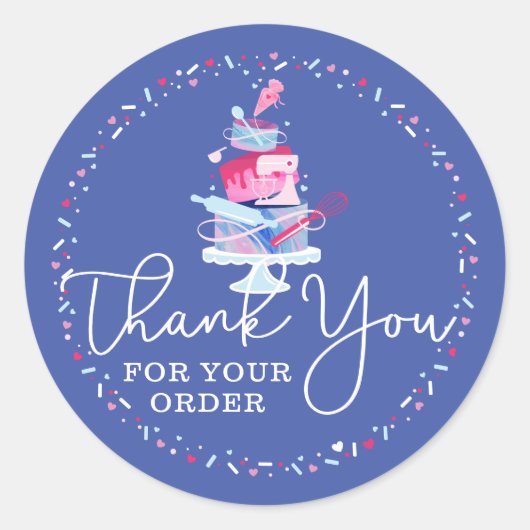 Bedankt voor uw bestelling Leuke bakkerijtaart & g Ronde Sticker (Voorkant)