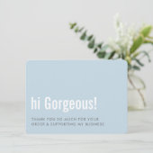 BEDANKT VOOR UW BESTELLING leuke insert baby blauw (Staand voorkant)