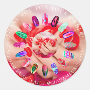 Bedankt voor uw bestelling Madam Luxe Nails Red Ronde Sticker