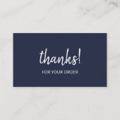 Bedankt voor uw bestelling | marineblauw visitekaartje (Achterkant)