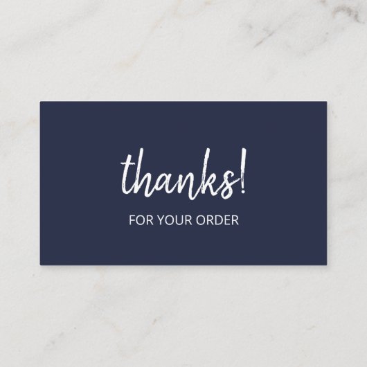 Bedankt voor uw bestelling | marineblauw visitekaartje (Achterkant)