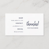 Bedankt voor uw bestelling | marineblauw visitekaartje (Voorkant)