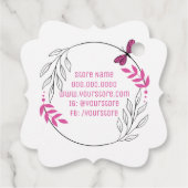 Bedankt voor uw bestelling met roze vlinder bedankjes labels (Achterkant)