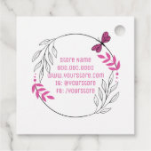 Bedankt voor uw bestelling met roze vlinder bedankjes labels (Achterkant)