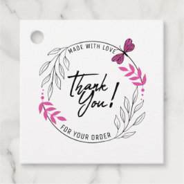 Bedankt voor uw bestelling met roze vlinder bedankjes labels