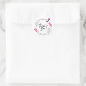 Bedankt voor uw bestelling met roze vlinder ronde sticker (Tas)