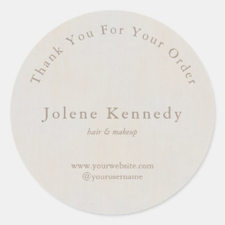 Bedankt voor uw bestelling Minimal Neutral Texture Ronde Sticker