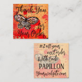 Bedankt voor uw bestelling Retro Butterfly korting Vierkante Visitekaartje (Voorkant / Achterkant)