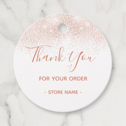 Bedankt voor uw bestelling Roos Gold Glitter Bedankjes Labels (Voorkant)