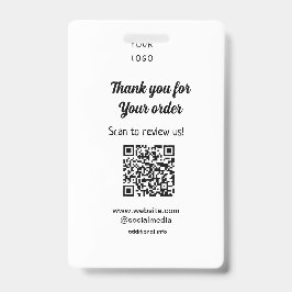 Bedankt voor uw bestelling scan Beoordeel ons bedr Badge
