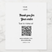 Bedankt voor uw bestelling scan Beoordeel ons bedr Wijn Etiket (Enkel label)