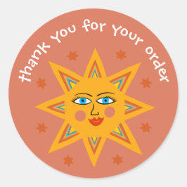 "Bedankt voor uw bestelling" Schattige Custom Sun Ronde Sticker