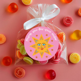 "Bedankt voor uw bestelling" Schattige Custom Sun Ronde Sticker