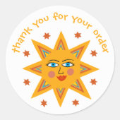 "Bedankt voor uw bestelling" Schattige Custom Sun Ronde Sticker (Voorkant)