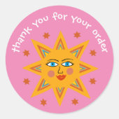"Bedankt voor uw bestelling" Schattige Custom Sun Ronde Sticker (Voorkant)