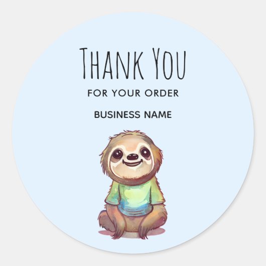 Bedankt voor uw bestelling Sloth Draag een Shirt Ronde Sticker (Voorkant)