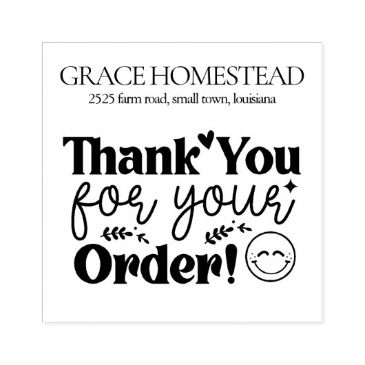 Bedankt voor uw bestelling Small Business Add Name Rubberstempel (Afrduk)