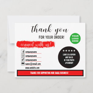 Bedankt voor uw bestelling social media card