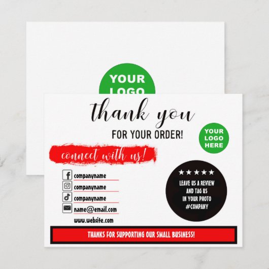 Bedankt voor uw bestelling social media card (Voorkant / Achterkant)