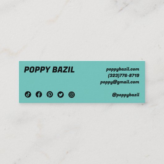 Bedankt voor uw bestelling Social Media Icons Chic Mini Visitekaartje (Achterkant)