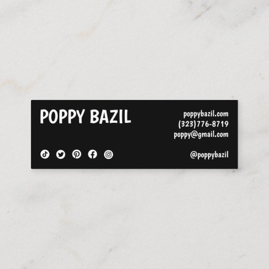 Bedankt voor uw bestelling Social Media Icons Chic Mini Visitekaartje (Achterkant)